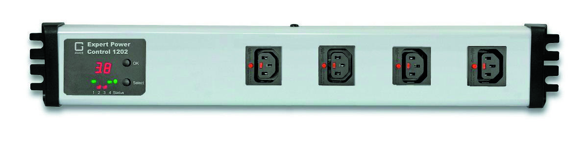 GUDE Expert Power Control 1202-4 with four IEC C13 Lock outlets, official product photograph